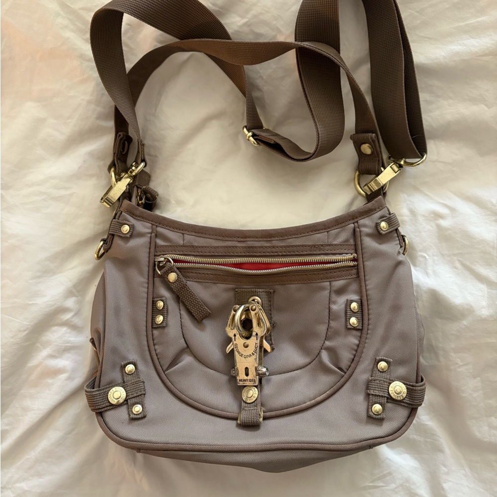 VTG George Gina & Lucy 2Way Nylon Beige Bag